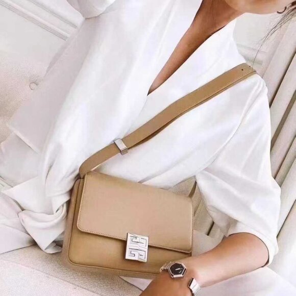 NWT Authentic Givenchy  Box Calfskin Small 4G Shoulder Bag Beige - Picture 5 of 11